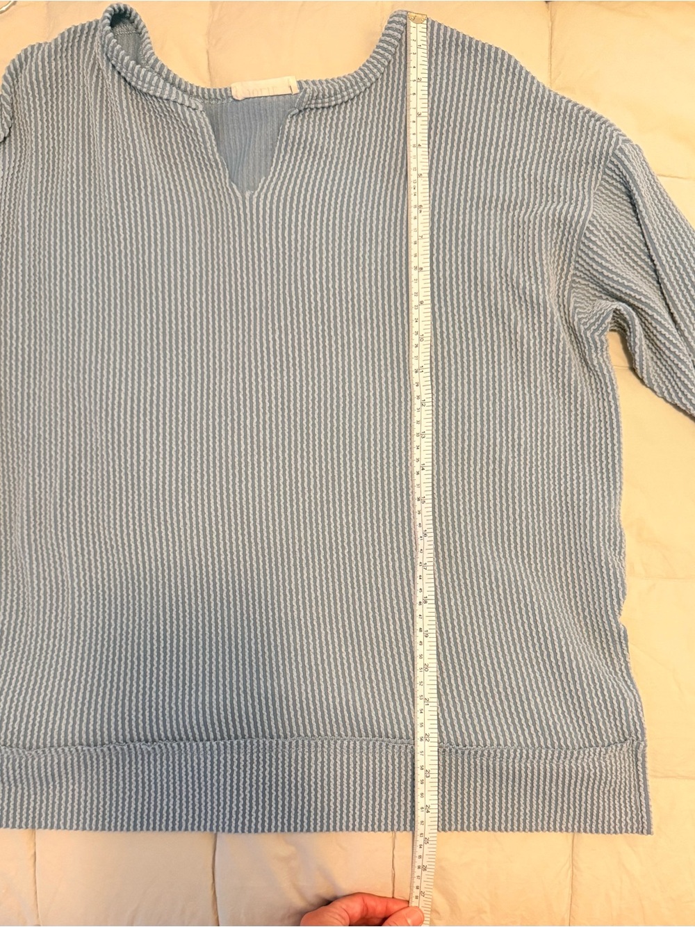 Jolie Waffle Knit Oversized Pullover Top Blue Size Small V neck - Picture 11 of 11